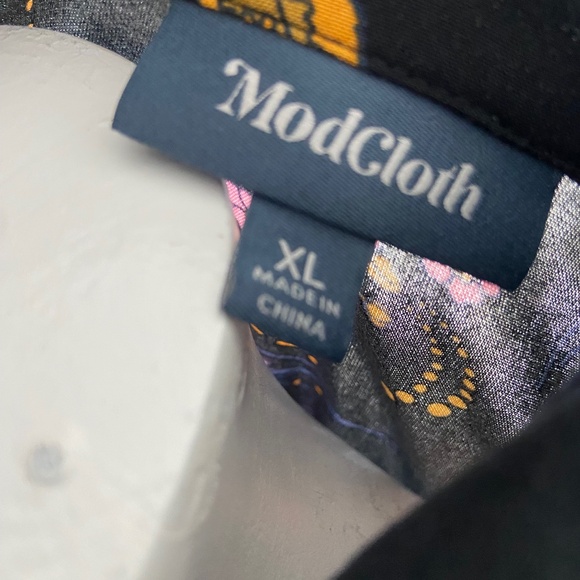 Long sleeve retro tie front crop top blouse Mod Cloth XL - Picture 6 of 6